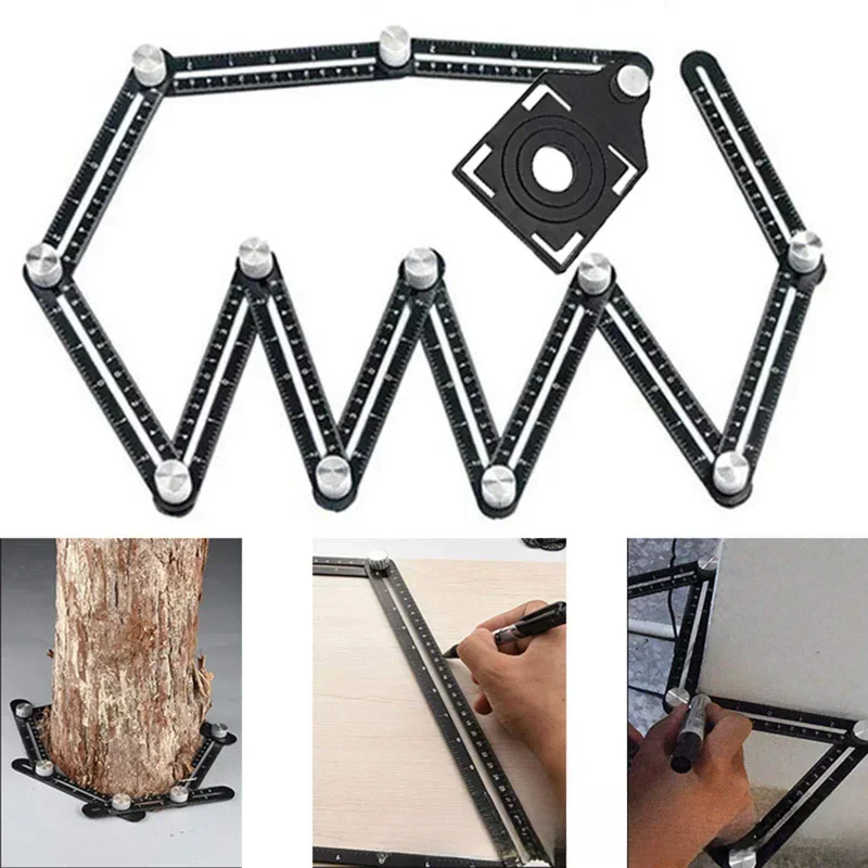 Professional DIY Punch Tool For Wood, Tile Flooring - Aluminum Folding Positioning Multi Angle Measuring Ruler, Construction Too