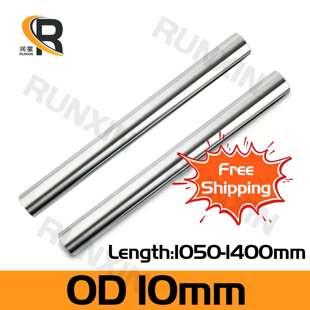 

RXTNC 45# Steel 2pcs Chrome plated hard solid optical shaft outer diameter OD10mm L1050-1400mm for 3D printer engraving machine