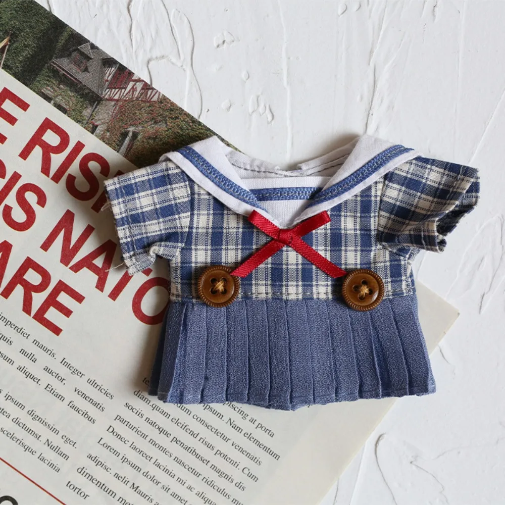 

Cute Bow Bow Doll Clothes Plaid Cute Doll Dress Cotton Exquisite Mini Doll Skirt Play
