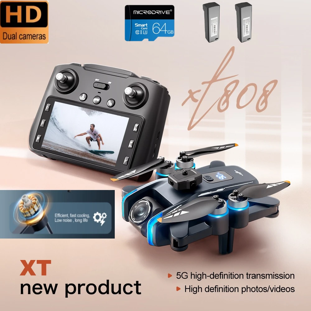 GPS Brushless Drone Screen Control XT808 Foldable Assembly Obstacle Avoidance Head 5G Optical Flow with WIFI Transmission