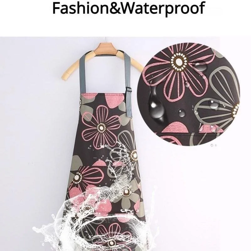 Adjustable Waterproof Kitchen Aprons for Fashion Lovely Cooking Coffee Baking Oil-Proof Anti-dirty Aprons Restaurant Supplies