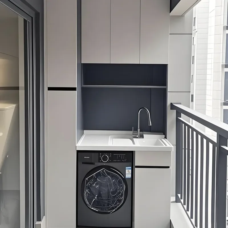 Modern Wood Balcony Storage Cabinet Home Furniture for Villa Living Room Holds a Washing Machine for Balcony Laundry