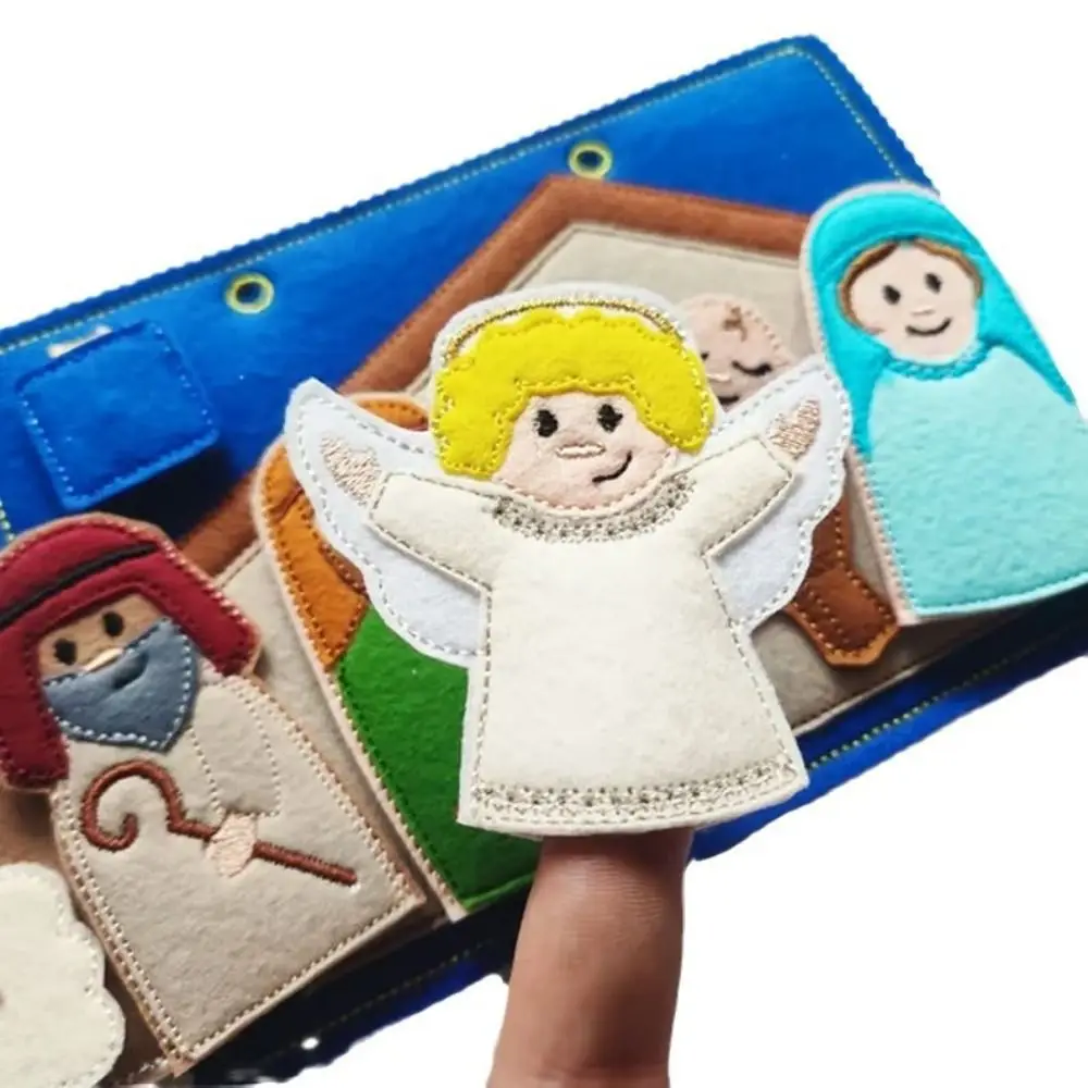 Bible Nativity Puzzle Felt Book Handmade Learning Bible Nativity Quiet Book Cartoon Educational Early Learning Educational Book