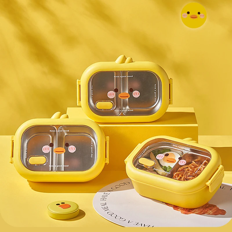 Large Capacity Duck Stainless Steel Lunch Box, Student School Office Food Storage Container, Creative Bento Box