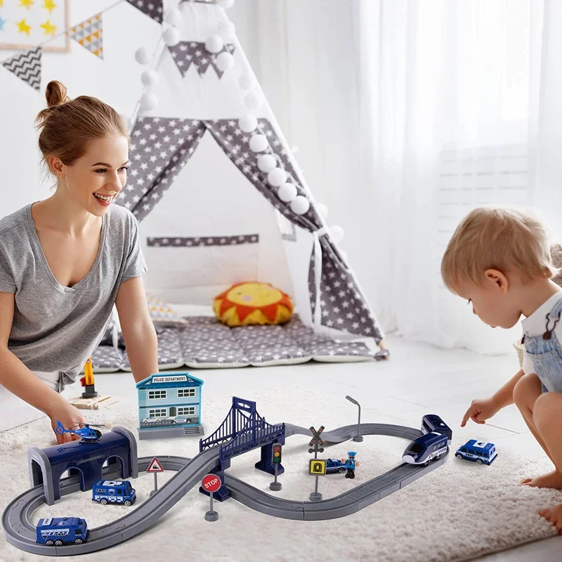 66/92 Pcs Battery Operated Train Set, Magnetic Railway Track Car, Toy Gifts for Kids Ages 3-8