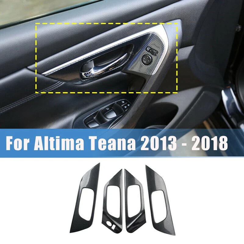 Carbon Fiber Interior Inner Door Handle Cover Trim Panel Strip Decoration For Nissan Altima / Teana 2013 - 2018 LHD