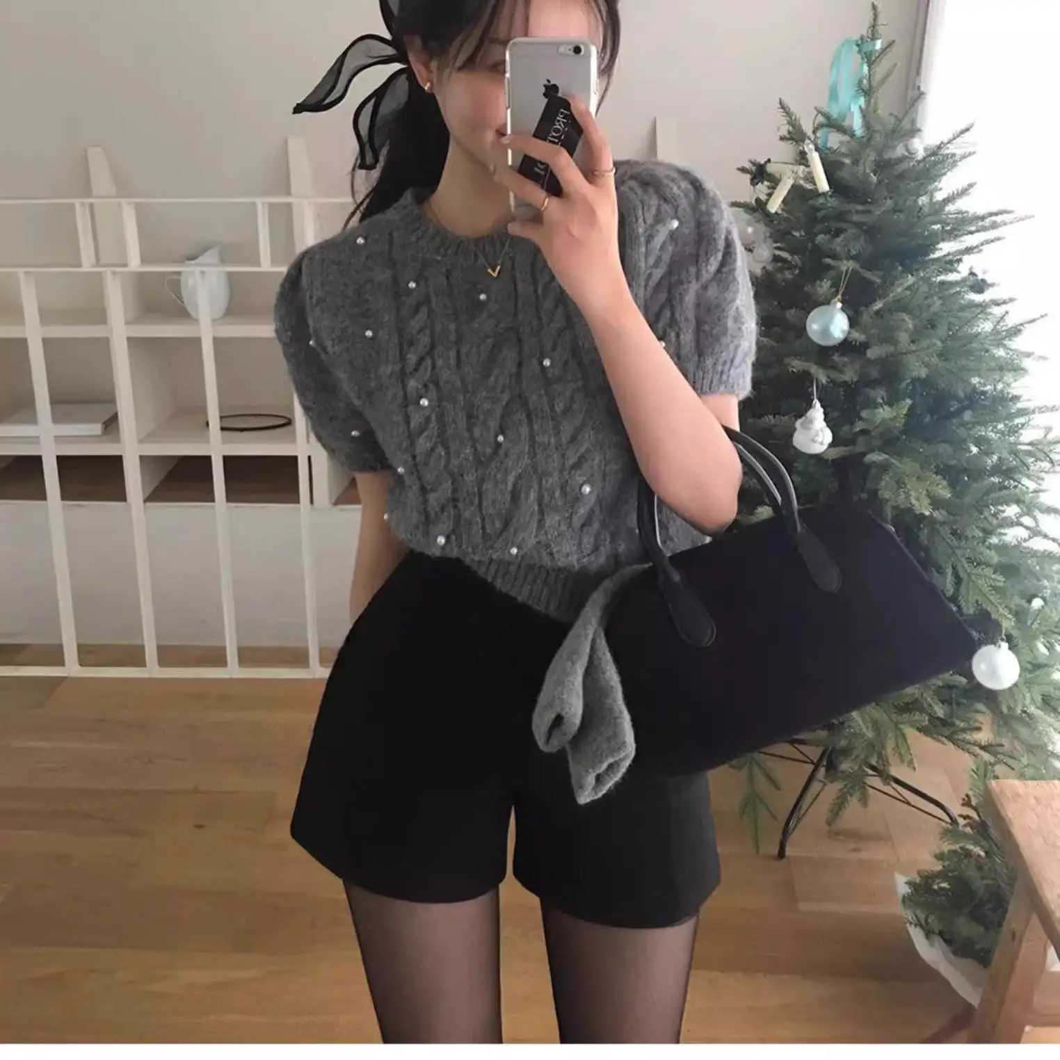 Ay pantalones de lana ort para mujer, pantalones ajustados de invierno de cintura alta con corte de bota coreano, pantalones Boting de longitud hasta el té