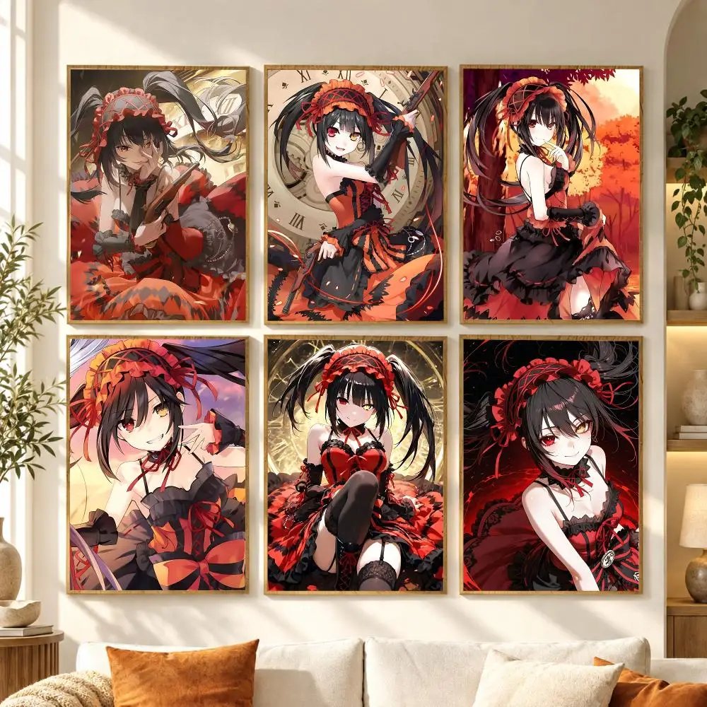 Anime T-Tokisaki Kurumi D-Date A Live Poster Modern Waterproof Wall Art for Bedroom Living Room Bar Hallway Decor