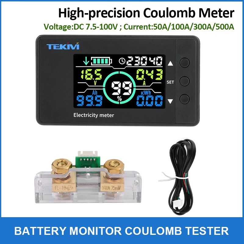 DC7.5-100V Monitor baterii Cyfrowy miernik kulombowy Wyświetlacz LED Woltomierz Amperomierz Miernik mocy Watomierz Wskaźnik pojemności baterii