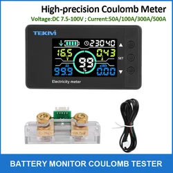 DC7.5-100V Battery Monitor Digital Coulomb Meter LED Display Voltmeter Ammeter Power Meter Wattmeter Battery Capacity Indicator