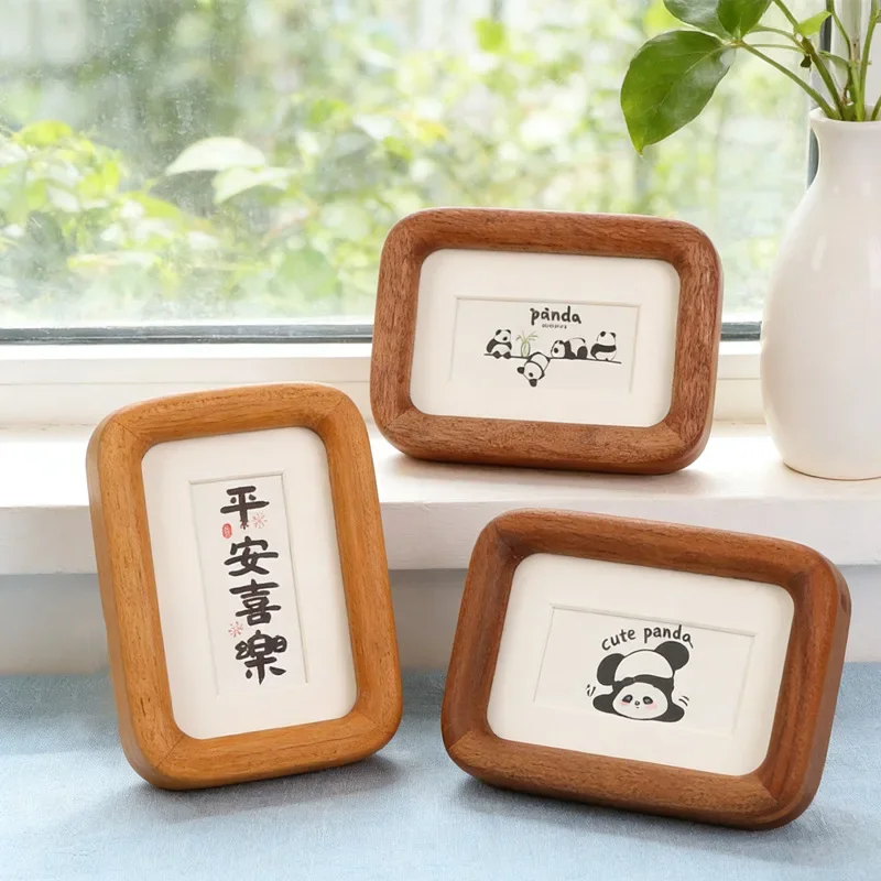 Black Walnut/teak/shabili Wood Magnetic Mini Photo Frame 3/4inch Frame Refrigerator Magnet Tabletop Vintage Picture Holder Decor