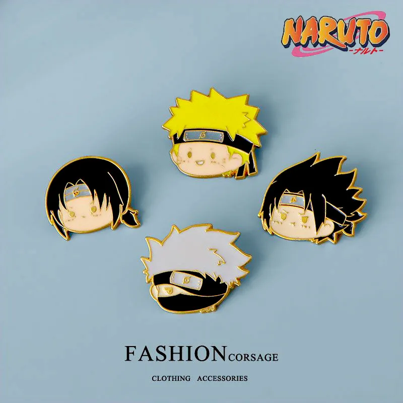 Naruto Uzumaki Cartoon Broche Anime Action Figure Uchiha Sasuke Kakashi Emaille Pin Speelgoed Kleding Ornament Kinderen Verjaardagscadeau