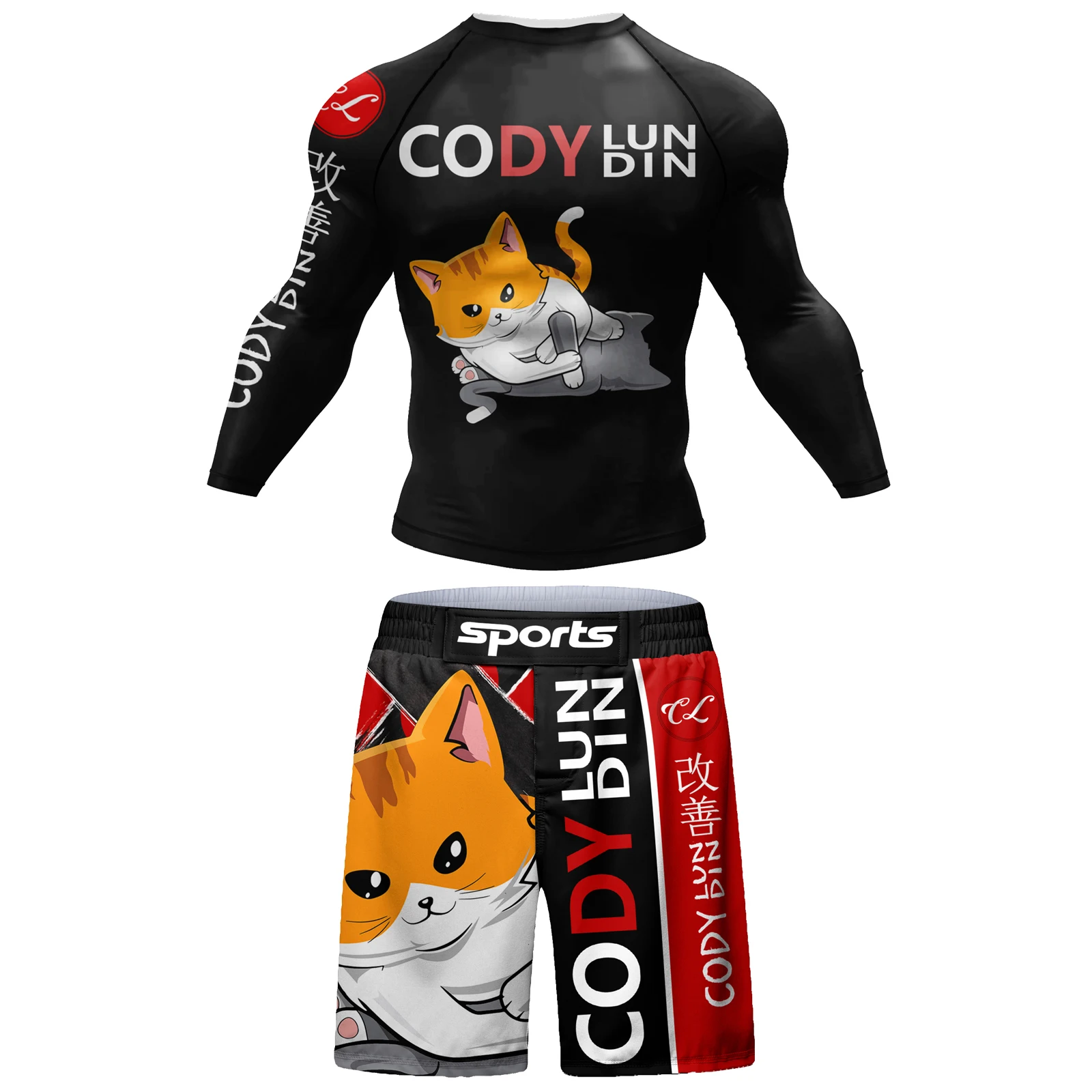 4 Pieces Cody Lundin Men Exercise Sportswear Combat jiu jitsu bJJ Rashguard Set Compression Shirt+pants Running Training Kits