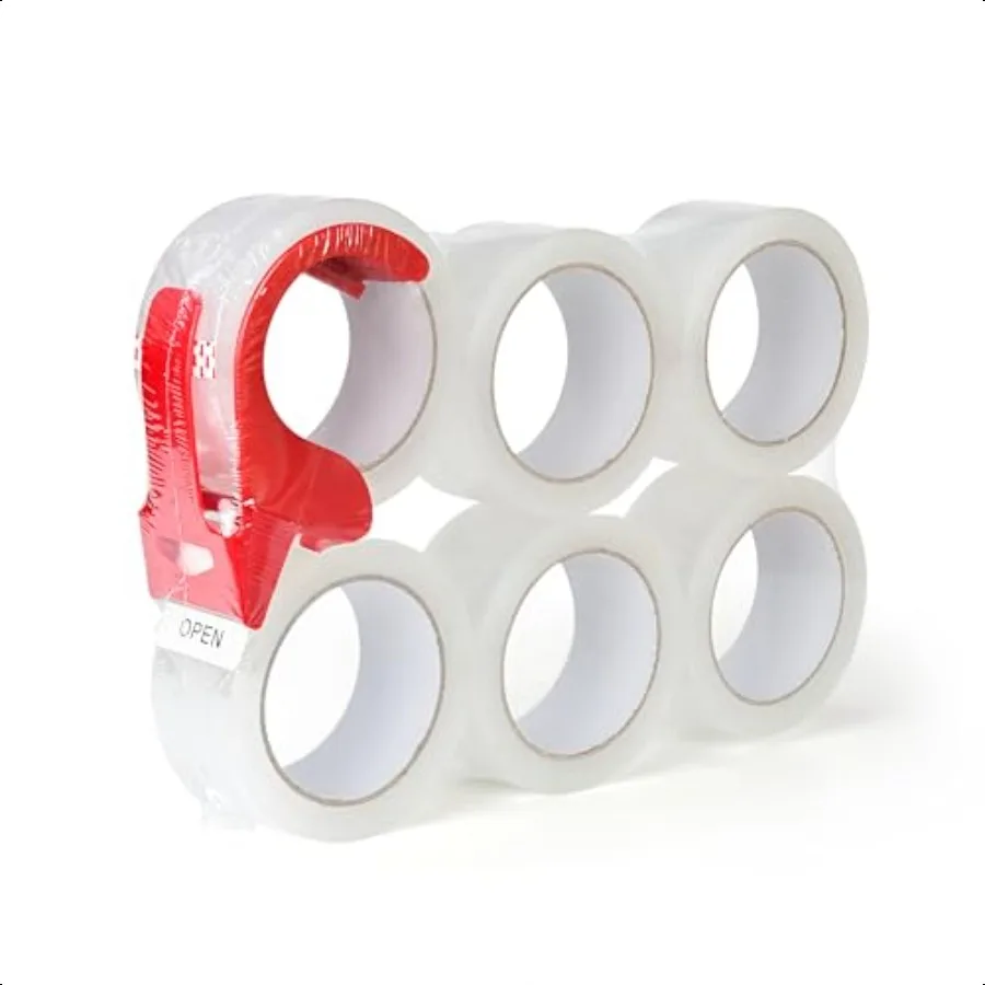 

Прозрачная упаковочная лента 2,7 мил, 1,88 дюйма x 60 ярдов в рулоне, 6 рулонов транспортировочной ленты с дозатором для уплотнения упаковки, перемещения