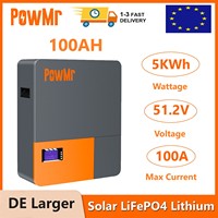 PowMr 48V LiFePo4 Battery 100AH Battery Pack 5KWH Wall-mounted Lithium Iron Phosphate 100A RS485/CAN BMS Powful Energy Storage