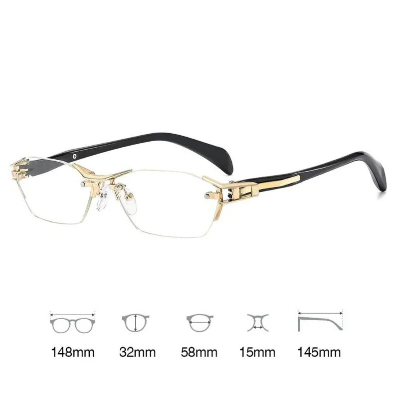 Square Rimless Belt Legs Reading Glasses Frame for Men Women Luxury Brand Business Presbyopia Eyeglasses Prescription Eyewear 6