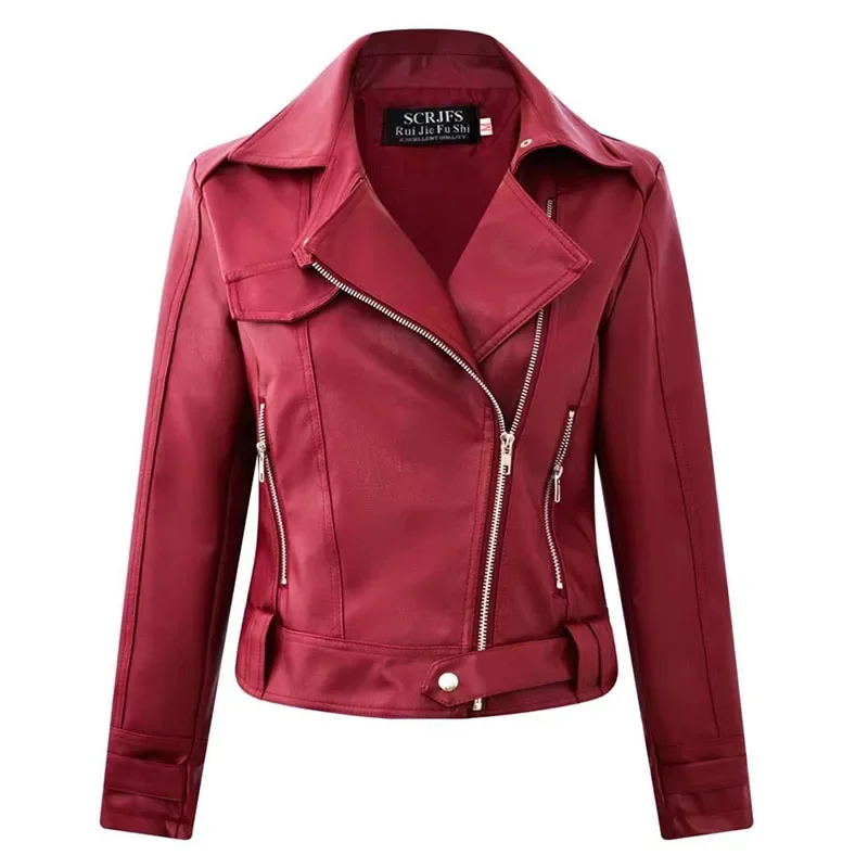 Dames motorfiets leren jas mode jas nieuwe 2025, lente herfst jas top slanke veelzijdige PU lederen bovenkleding vrouwelijk