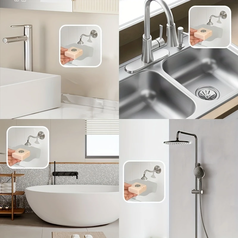 1 قطعة حامل الصابون المغناطيسي الفولاذ المقاوم للصدأ الحائط الذاتي استنزاف طبق الرف للحمام المطبخ غرفة الاستحمام بالوعة المنظم #5