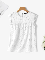 Bohemain Lace Patchwork Shirt ZANZEA Summer Holiday Blouse Women Camis Fashion Sleeveless Hollow Out Tops Elegant Party Blusas