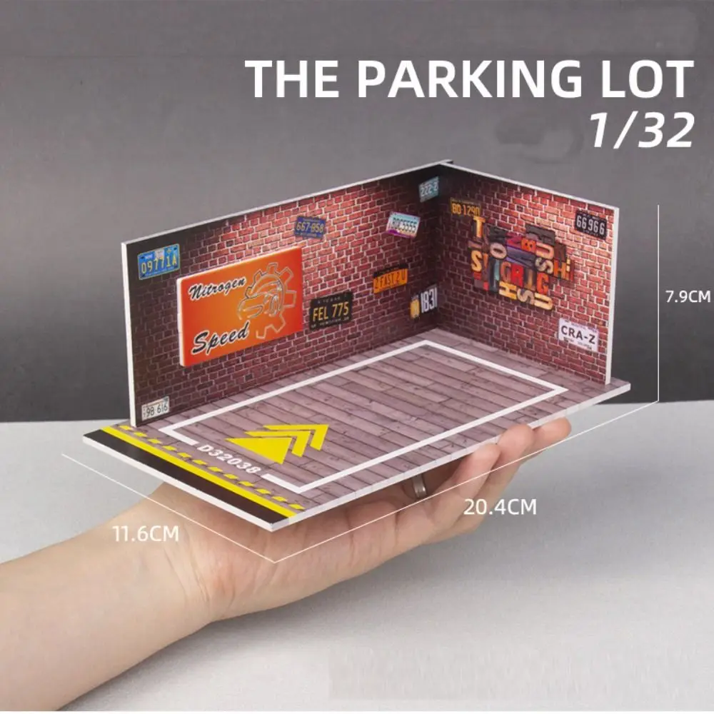 LED-Beleuchtung 1/32 Auto Garage montiert Miniatur Parkplatz Modell Druckguss DIY Szene Auto Display Szene Weihnachtsgeschenk