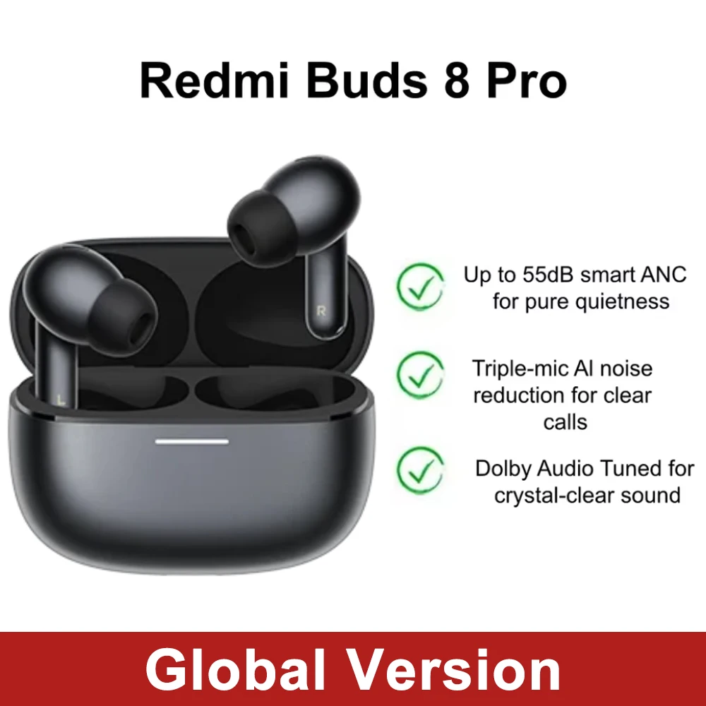 

Новые беспроводные наушники Xiaomi Redmi Buds 8 Pro Global Version TWS с активным шумоподавлением 55 дБ, 3 микрофонами, технологией AI Clear Call и поддержкой Dolby Audio.