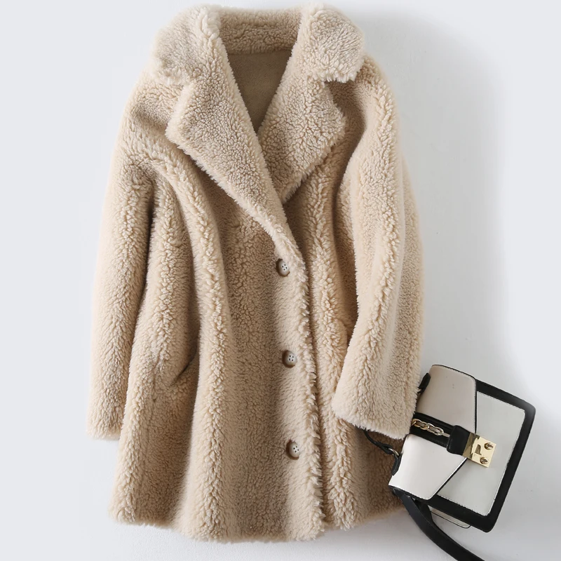 

2023 Autumn Winter Particles Lamb Fur Jacket Women Fashion Loose Warm Fur Overcoat All-In-One Sheep Shearling Outwear Female Cas