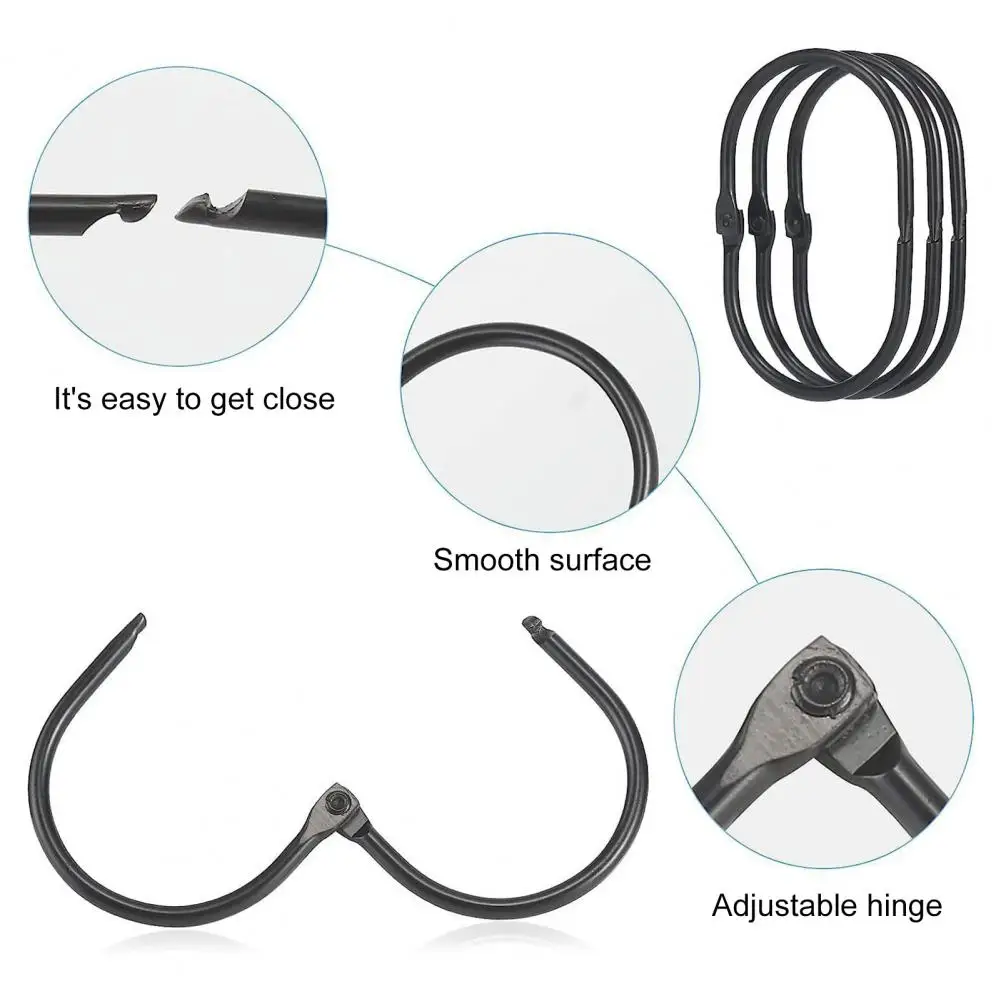 Iron Shower Curtain Ring Durable Rust-proof Shower Curtain Rings Set of 12 Anti-drop Hooks for Smooth Gliding Bathroom for A