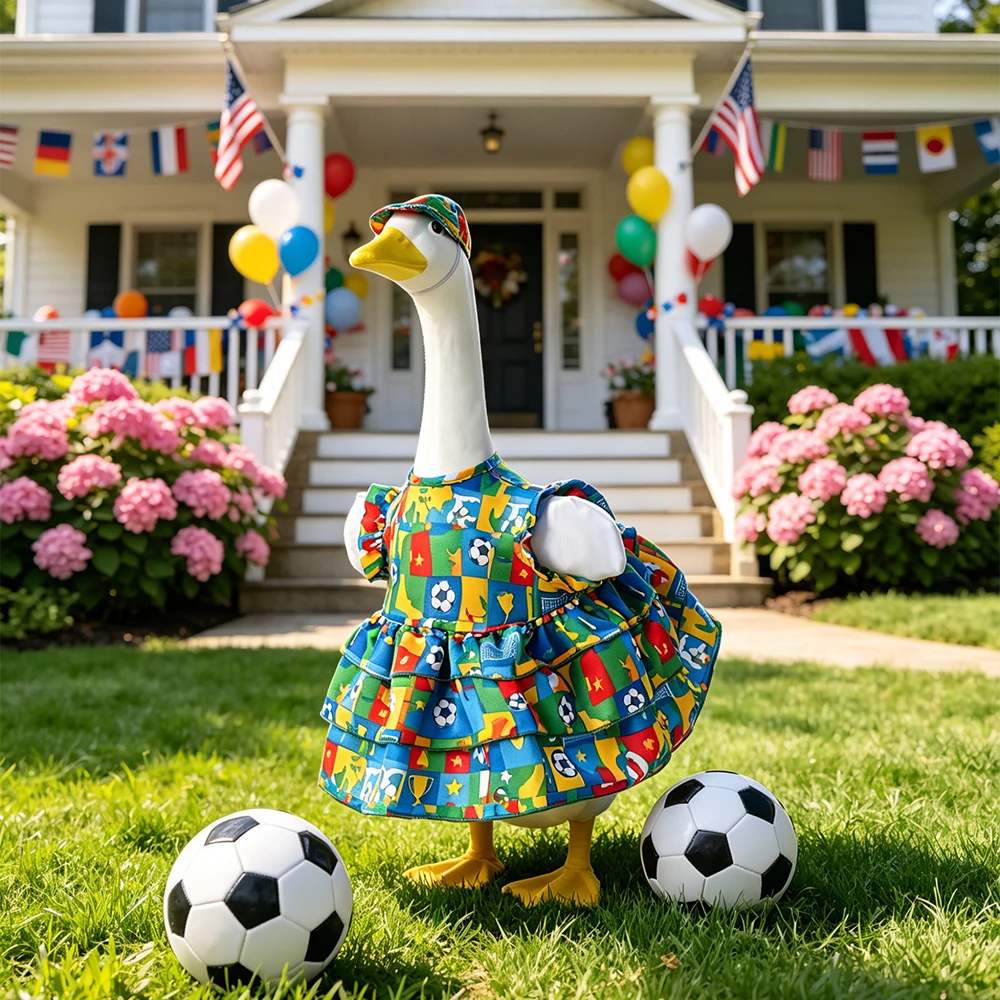 Goose Outfit 23 Inch Football Porch Clothes Lawn Goose Costume Goose Dress for Home Yard Statue Holiday Summer Art Outdoor Decor