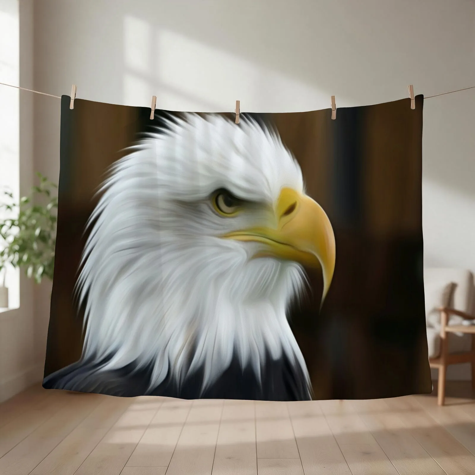 Bald Eagle Painting Throw Blanket couch cozy soft plush fuzzy picnic outdoor blanket