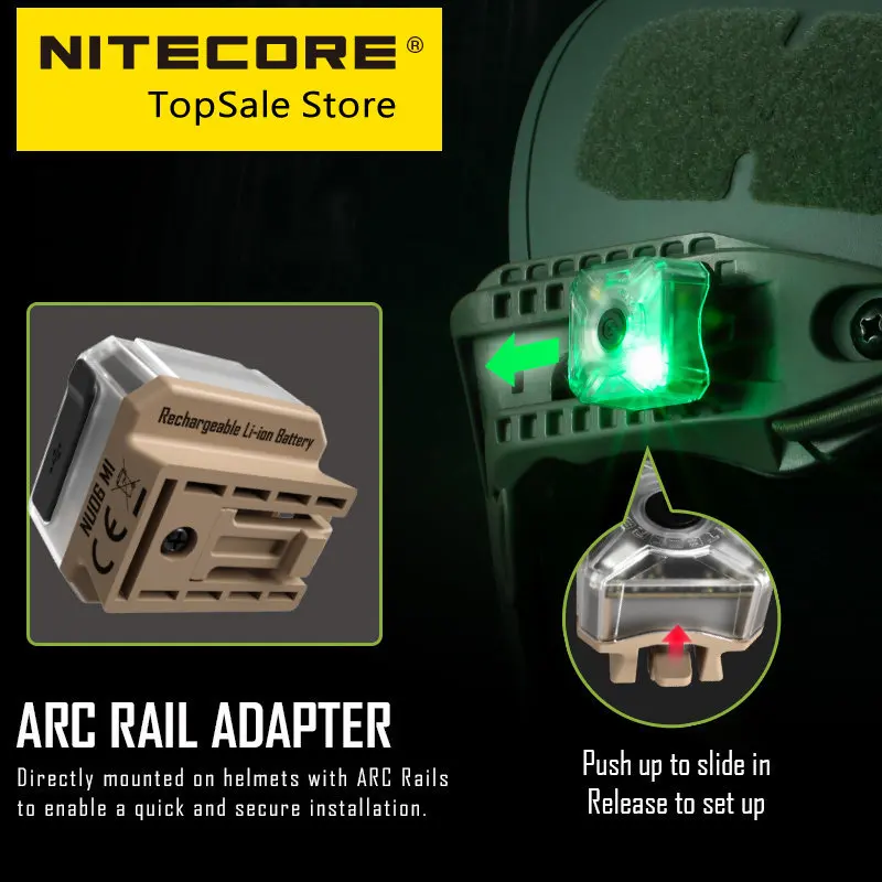 Imagem -05 - Nitecore Nu06 mi ir Mini Luz de Sinal Quatro Fonte Led Usb-c Recarregável Militar Tático Aviso Farol para Capacete Mochila