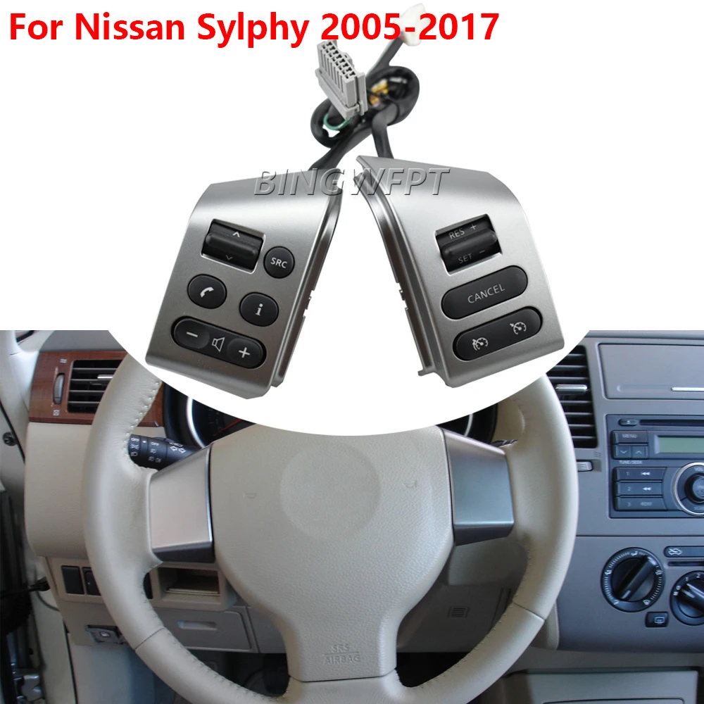 

BINGWFPT Top Quality Car Steering Wheel Controls Volume Cruise Switch Buttons For Nissan Tiida 05-08 Livina 07-10 Sylphy 05-17