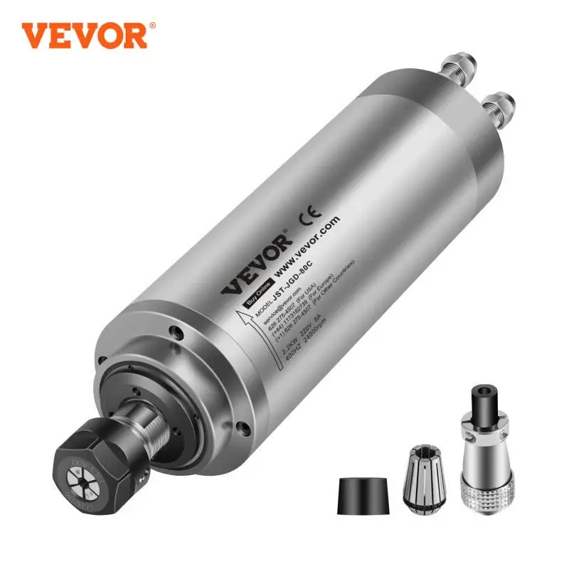 VEVOR 2.2KW Water Cooled Spindle Motor Kits 220V High Speed ER20 Collet 3 Bearings for CNC Router Engraving Milling Machine