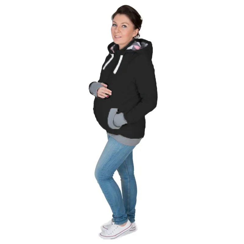 2024 European and American New Explosive Autumn/Winter 2-in-1 Baby Geometric Pattern Hoodie Pregnant Kangaroo Hoodie