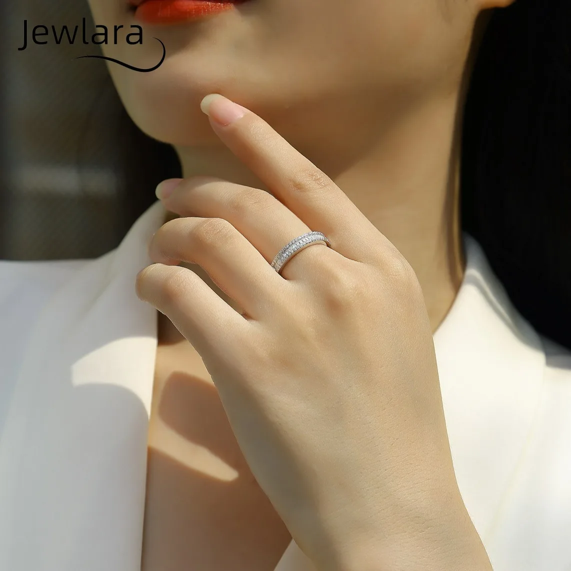 Jewlara S925 Silver Beautiful 76 Moment Moissanite Ring Light Luxury Premium With GRA Jewelry Gifts