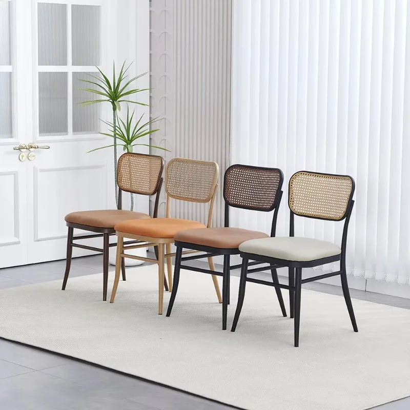 Modern Restaurant Dining Chair Wholesale Cheap Nordic Wood Rattan Back Fabric Upholstered for Home Furniture Coffee Shop Use