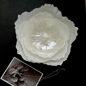 Nampan Buah Kaca Kristal Bunga Gaya Eropa Nampan Teh Minimalis Rumah Tangga Besar Nampan Makanan Ringan Putih Mutiara Gaya Minimalis 6 piring kristal penjualan terbaik - №