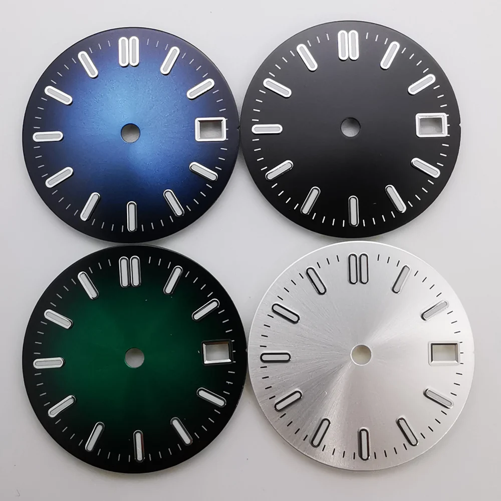 29mm green blue black white sterile luminous watch dial fit NH35 movement