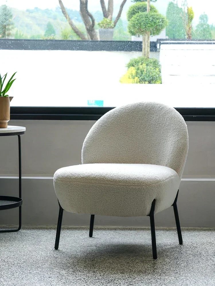 

-Nordic Lamb Velvet Living Room Sofa Chair Minimalist Home Bedroom Balcony Courtyard Leisure Chair Internet Red Lazy Little Sofa