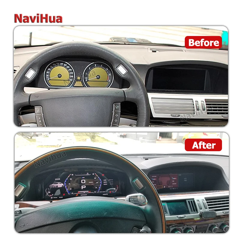 NAVIHUA LINUX System 12.3 Inch LCD Instrumentation Car Digital Speedometer Meter For BMW E65 E66