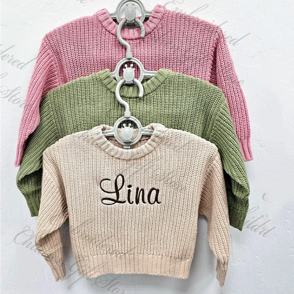 Newborn Birth Gift Oversized Baby Sweater Personalized Embroidered Name Soft Unisex Toddler Sweater Custom Solid Color Sweater