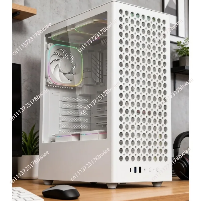 Desktop pc atx full-tower white case with side window for home, office, and business use - digital display