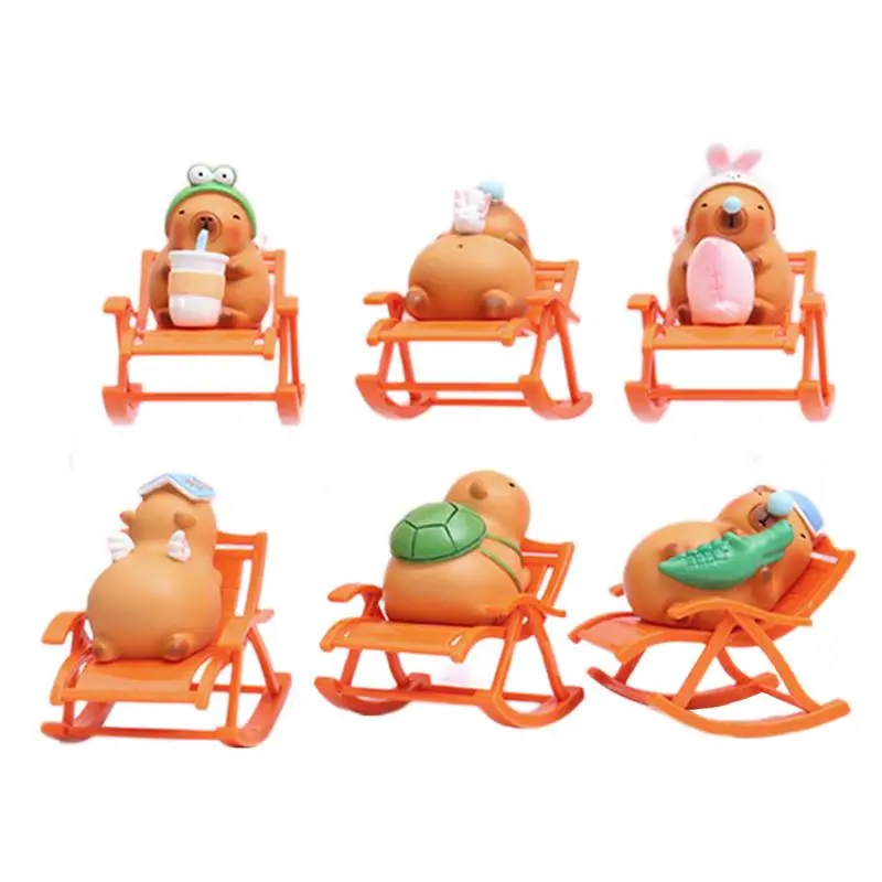 Capybara Figurines Capybara Rocking Chair Ornaments Capybara Rocking Chair Tiny Figures For Miniature Garden Table Decoration &