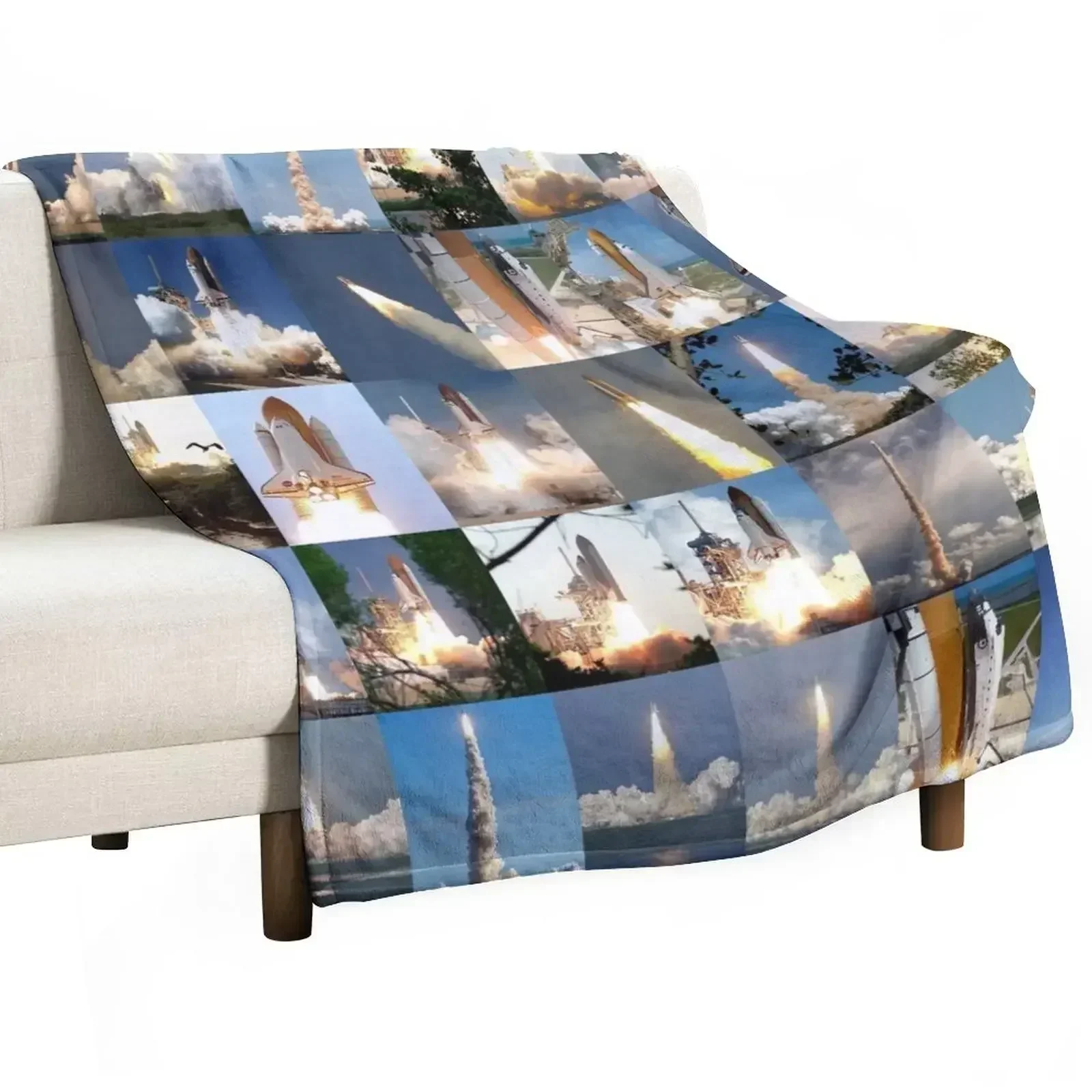 Space Shuttle Launches Throw Blanket Summer Beddings Plaid on the sofa For Baby Plaid Sleeping Bag Polar Blankets