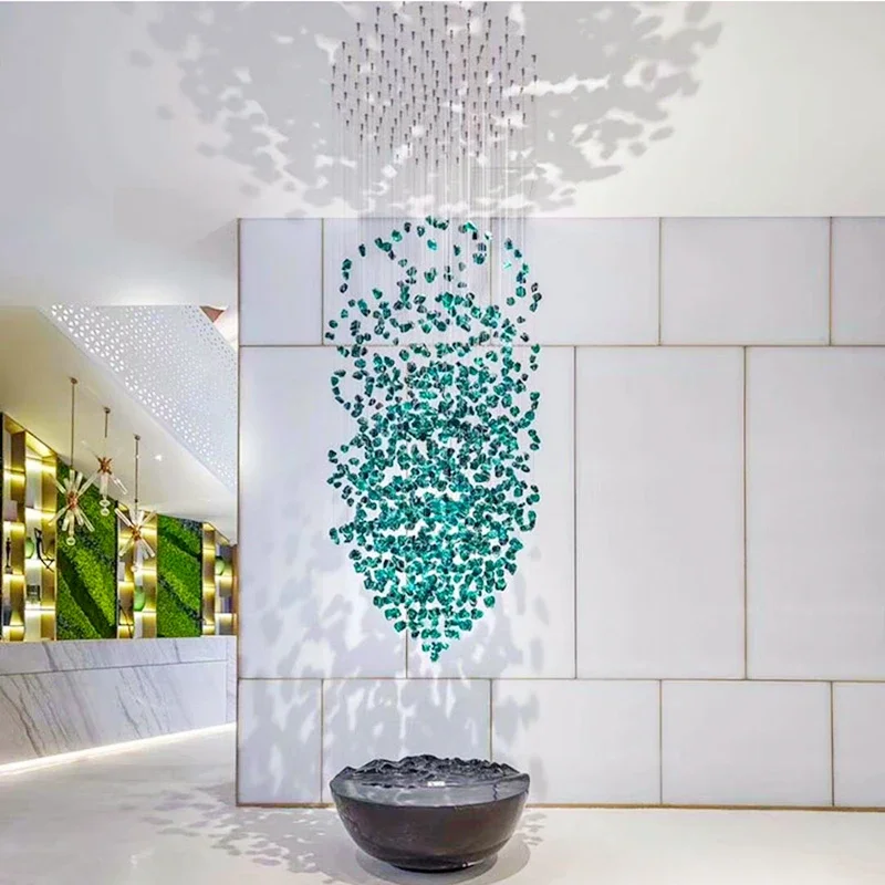 

Black Art Crystal Chandelier For Hallway Lobby Modern Stone Cristal LED Hanging Lamp Luxury Staircase Home Indoor Light Fixtures