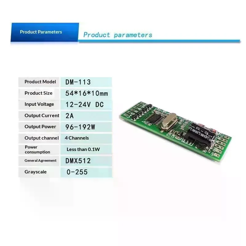 4CH DMX512 DM-113 Decoder Board 4-channel DC12-24V 192W Constant Current Module Decoder Board For Full-color Wall Washers