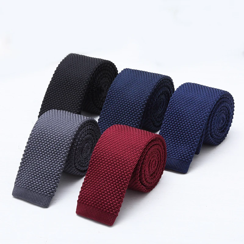 Corbatas de punto de 6 cm en negro, blanco, gris y azul para hombre, formales, a la moda, casuales, para uso diario.