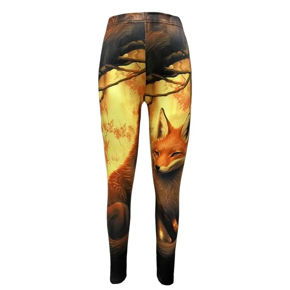 Little fox print elastic elastic waist tight female casual leggings spring summer autumn new daily wear