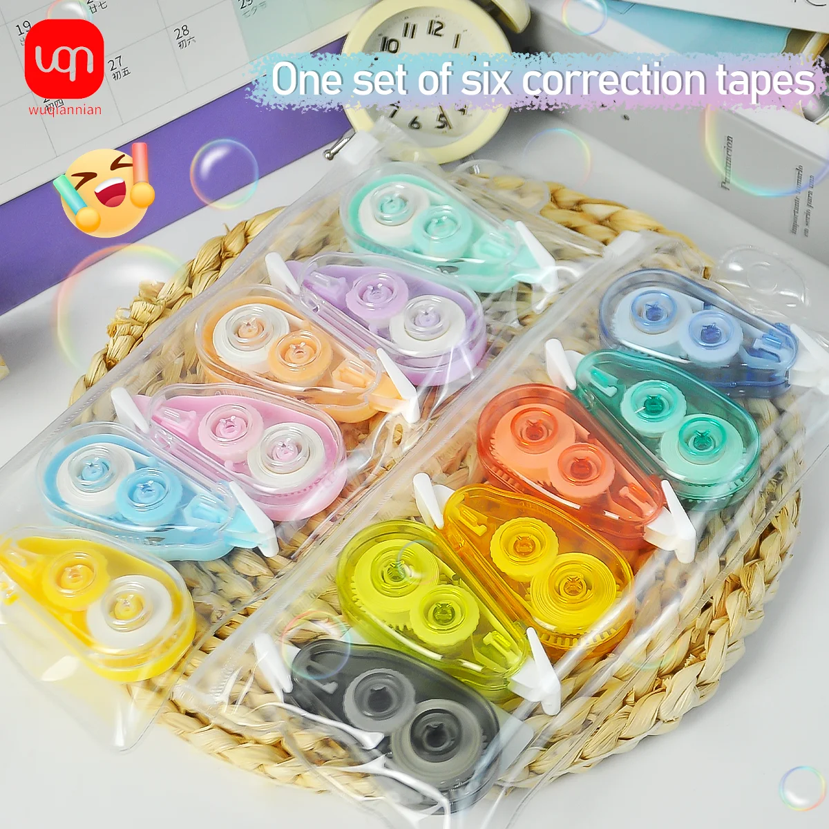 WQN 6pcs High Capacity White Corrector Tape Simple School Stationery Supplies Convenient for Office Use