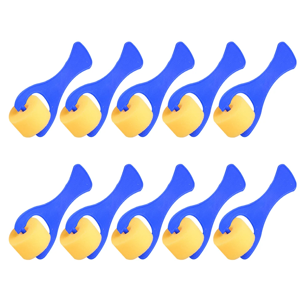 10 Buah Rol Biru Kerajinan Stempel Bulat Mini Rol Kuas Cat Anak-anak Alat Lukis Spons Tipe Rol Proyek DIY