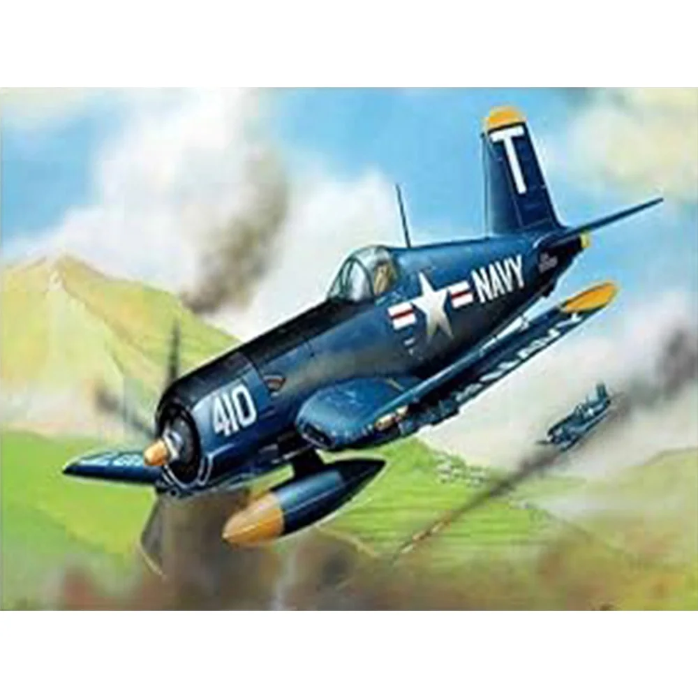 Juego de pintura de diamante DIY, hecho de patrón de avión retro, mosaico de diamantes redondo completo, regalo de decoración de pared del hogar